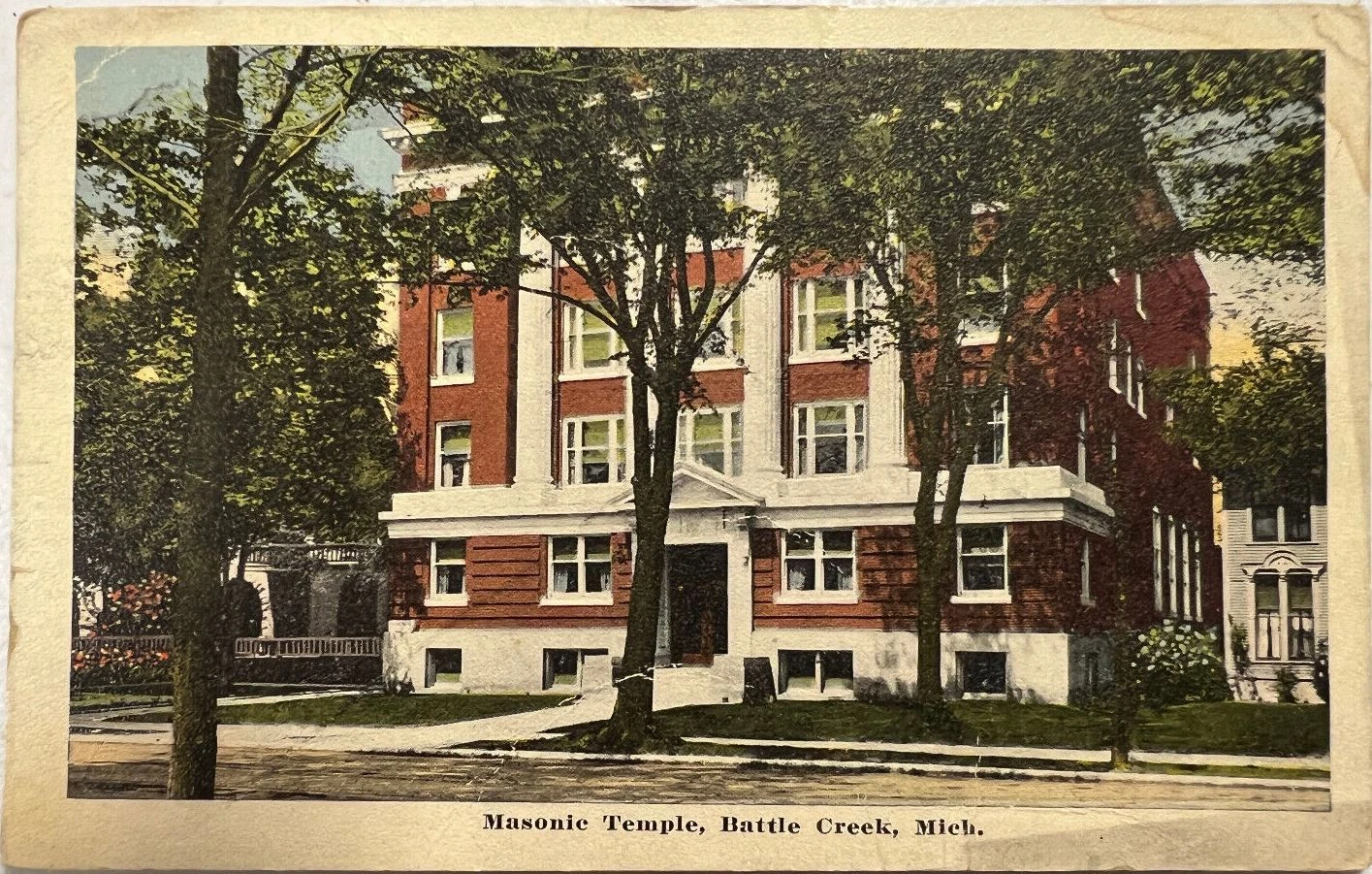 Masonic Temple, Battle Creek, Mich., Postmarked 1915